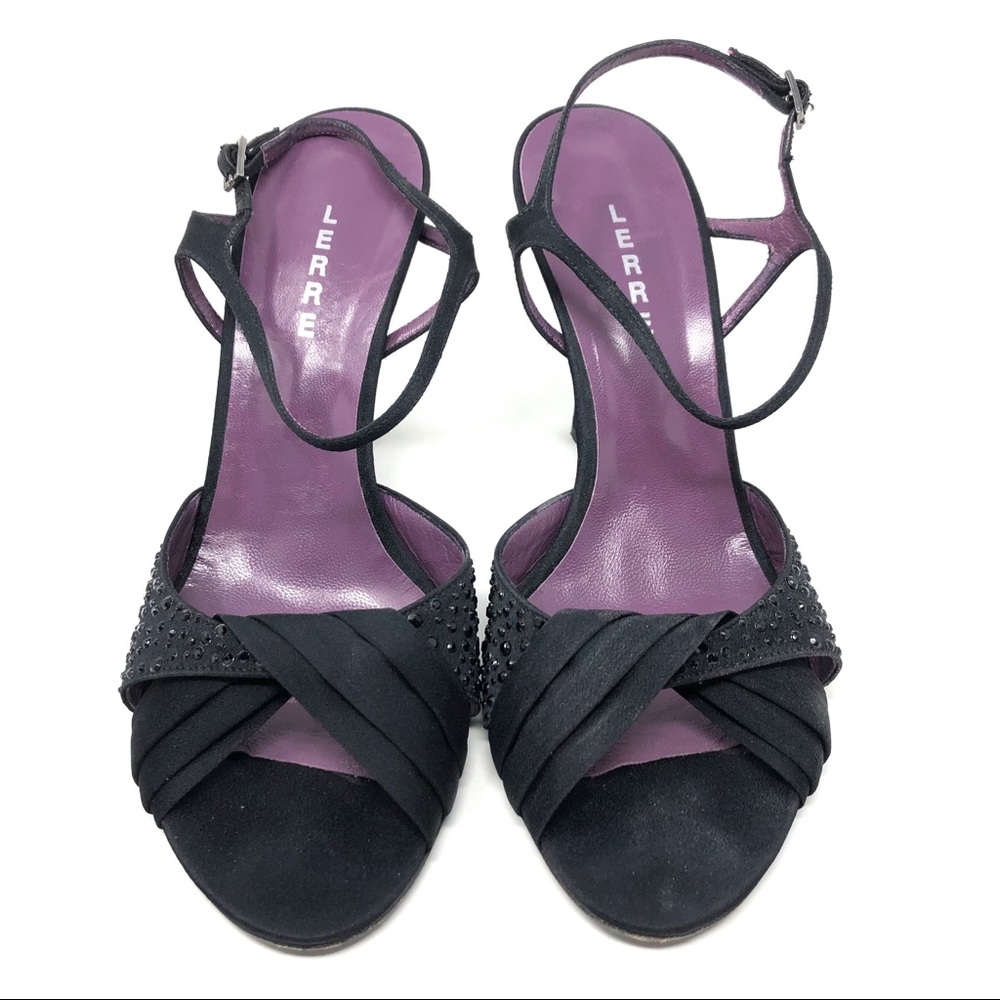 LERRE black fabric heels, handmade in Italy